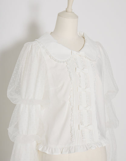 mellfy memory Whip sleeve Ribbon Blouse