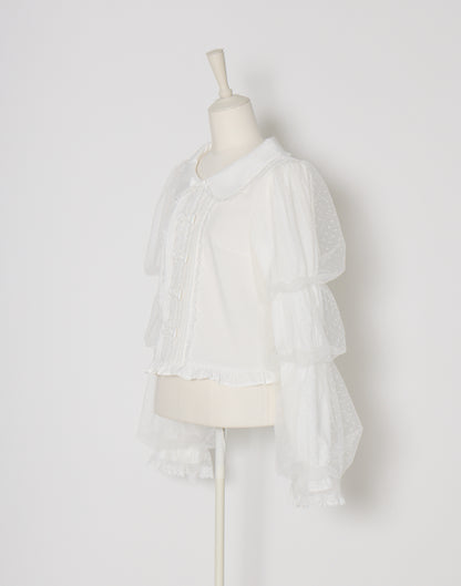 mellfy memory Whip sleeve Ribbon Blouse