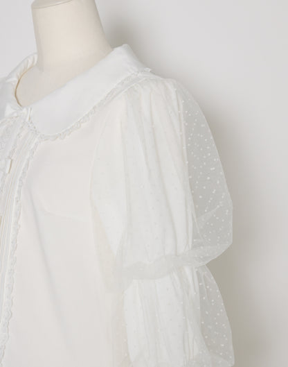 mellfy memory Whip sleeve Ribbon Blouse