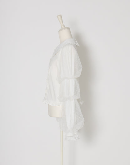 mellfy memory Whip sleeve Ribbon Blouse