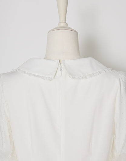 mellfy memory Whip sleeve Ribbon Blouse