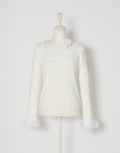 mellfy memory Ribbon Pompom Choker Angel knit