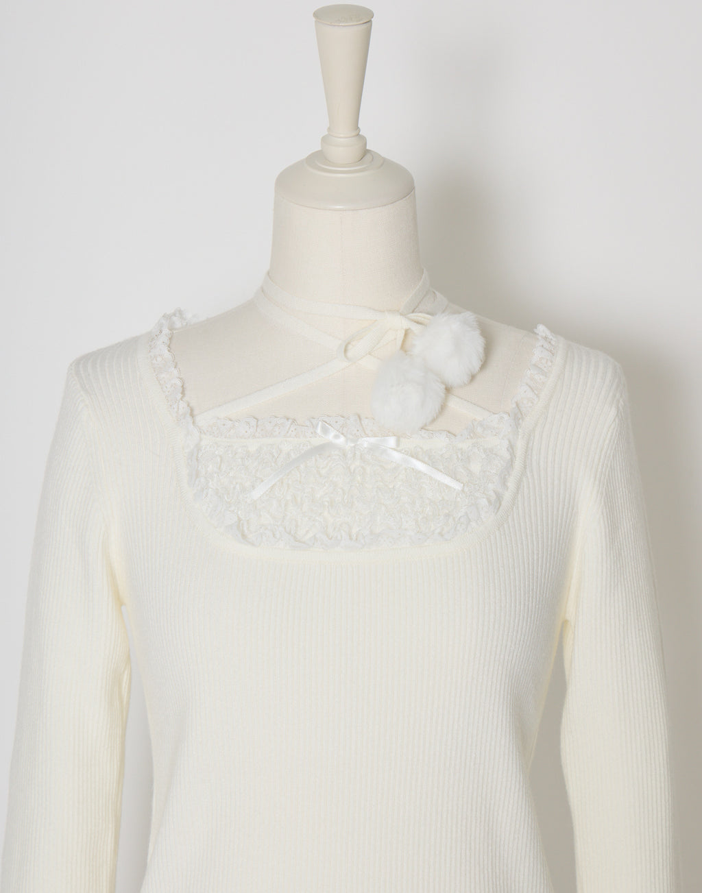 mellfy memory Ribbon Pompom Choker Angel knit