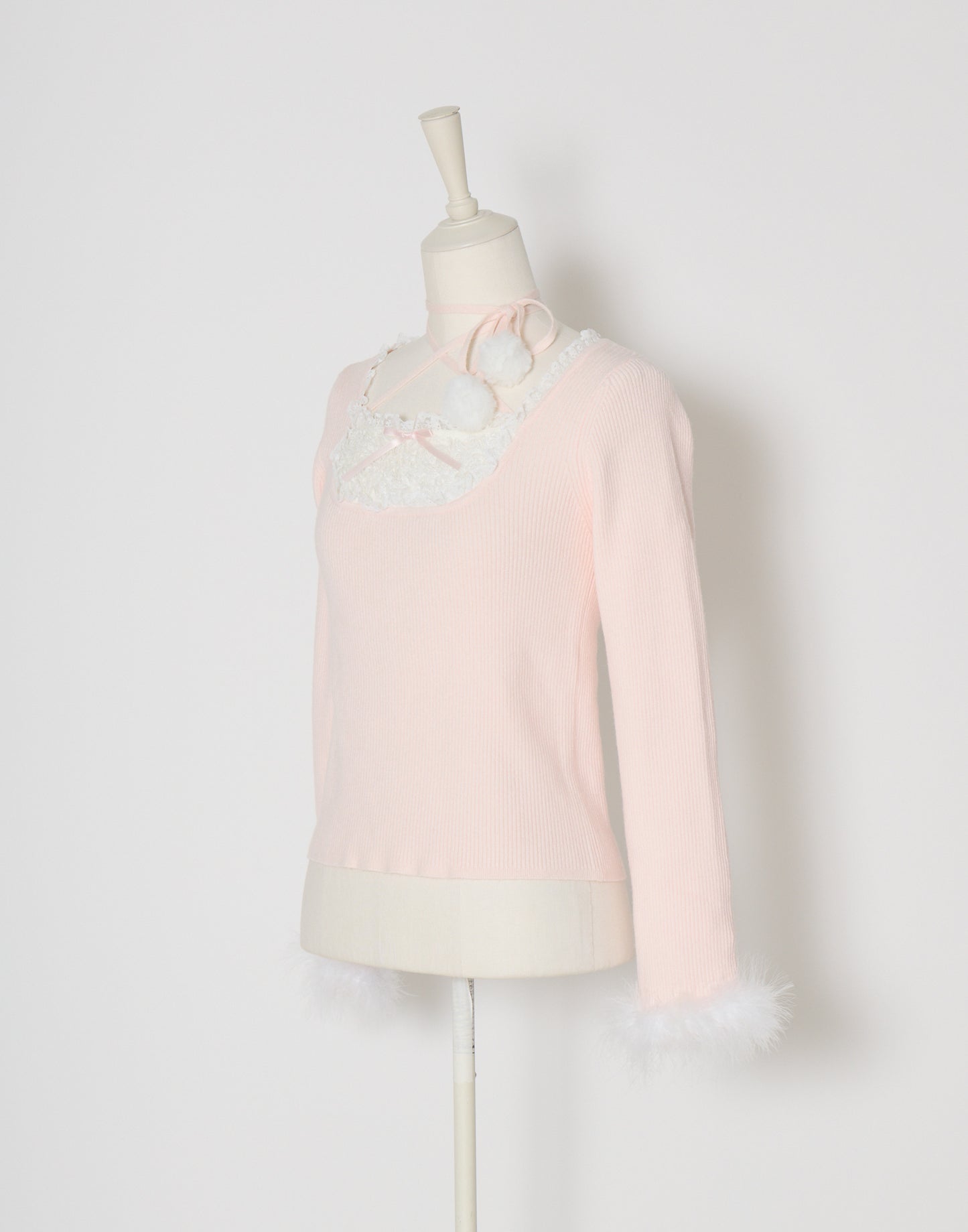 mellfy memory Ribbon Pompom Choker Angel knit