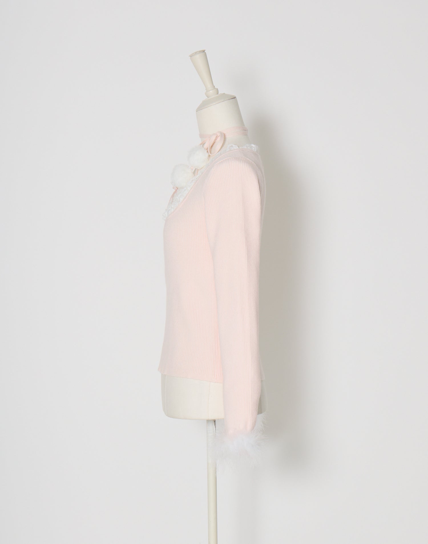 mellfy memory Ribbon Pompom Choker Angel knit