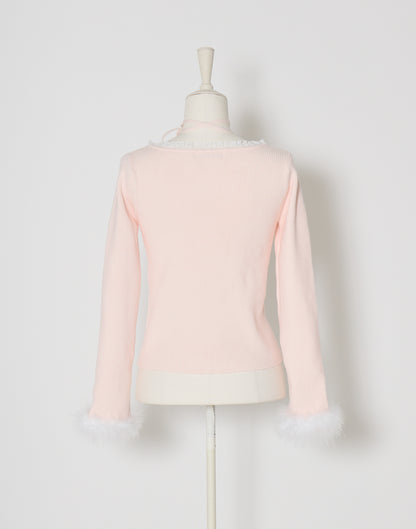 mellfy memory Ribbon Pompom Choker Angel knit