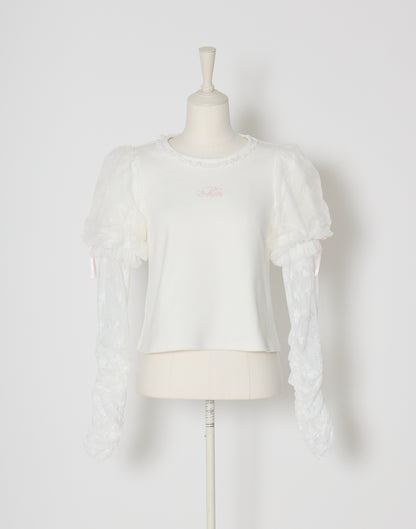mellfy memory Feather Lace layered puff tops