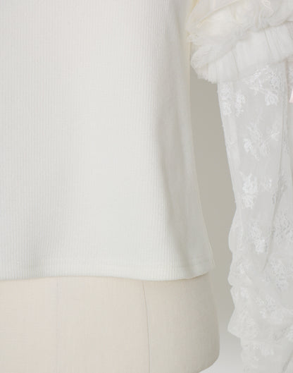 mellfy memory Feather Lace layered puff tops