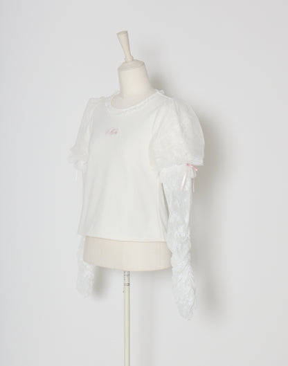 mellfy memory Feather Lace layered puff tops
