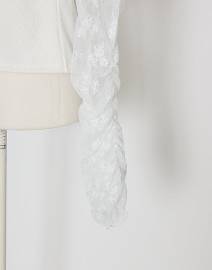 mellfy memory Feather Lace layered puff tops