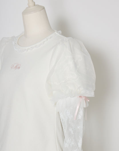 mellfy memory Feather Lace layered puff tops
