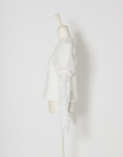 mellfy memory Feather Lace layered puff tops