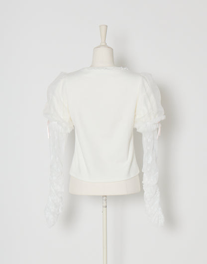 mellfy memory Feather Lace layered puff tops