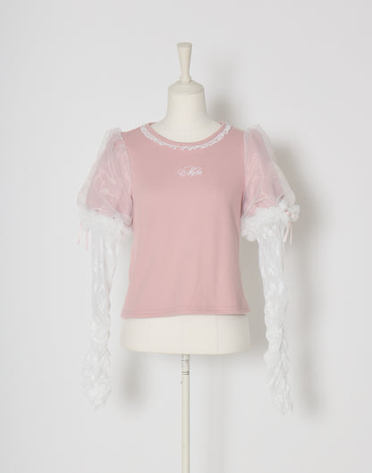 mellfy memory Feather Lace layered puff tops