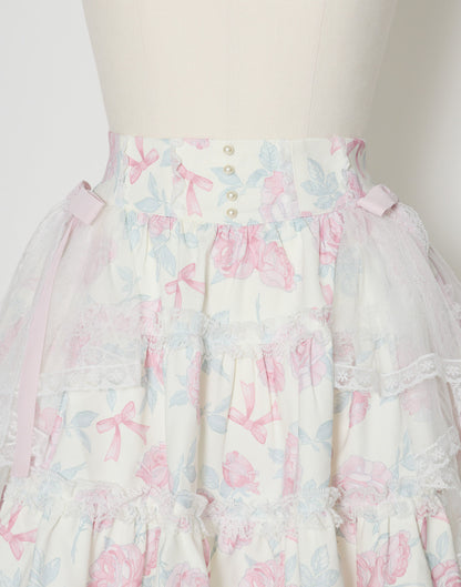 mellfy memory Rosy Flora tulle Veil Skirt