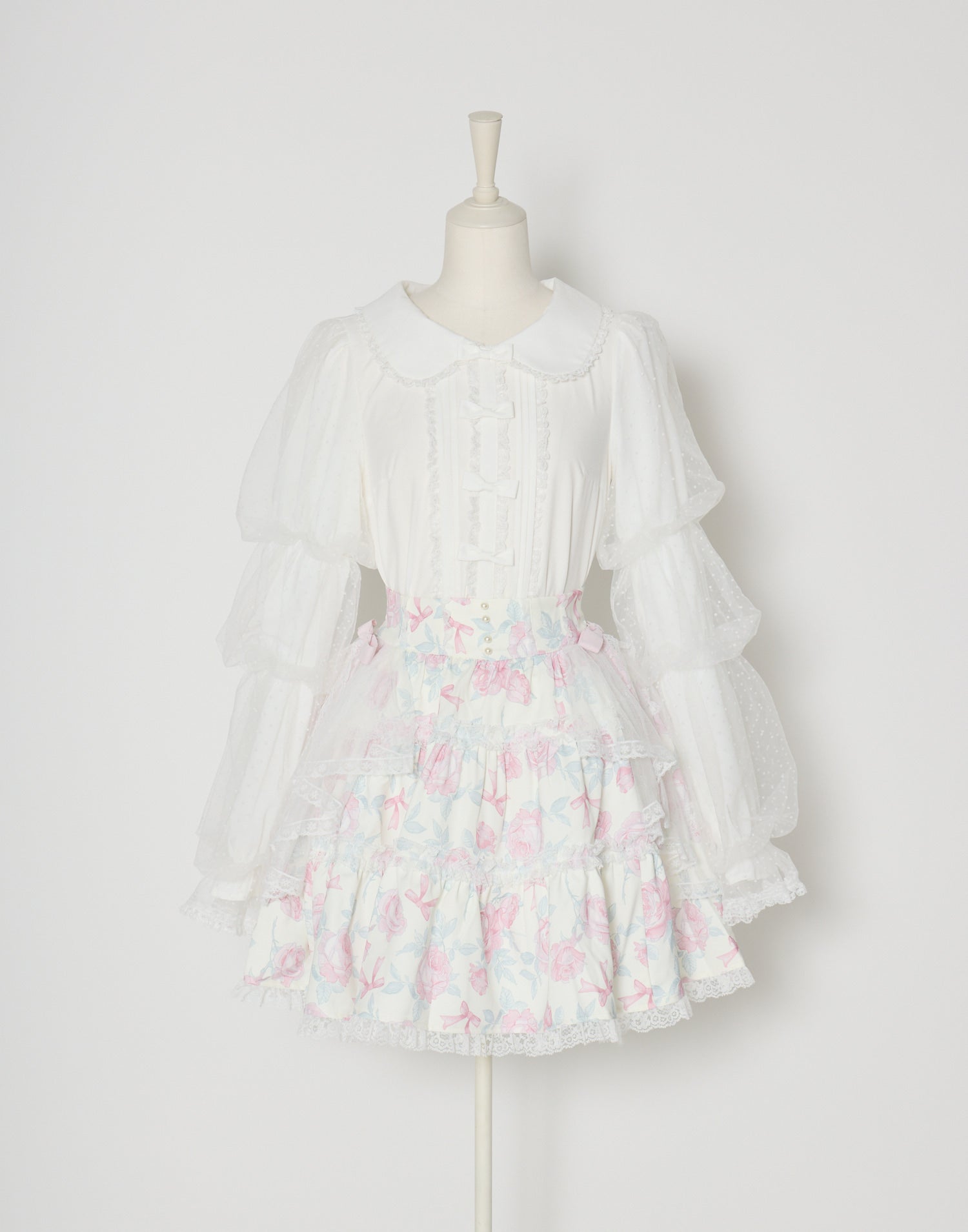 mellfy memory Whip sleeve Ribbon Blouse