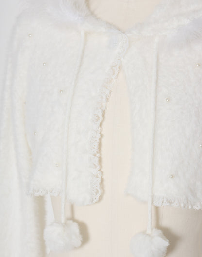 mellfy memory Fluffy pom-pom Angel hoodie cardigan