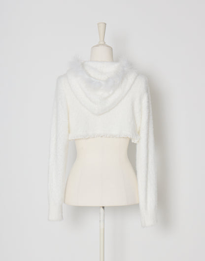 mellfy memory Fluffy pom-pom Angel hoodie cardigan