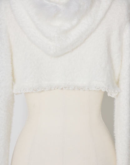 mellfy memory Fluffy pom-pom Angel hoodie cardigan