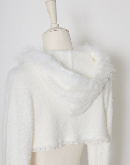 mellfy memory Fluffy pom-pom Angel hoodie cardigan