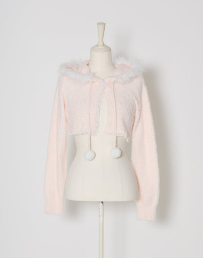 mellfy memory Fluffy pom-pom Angel hoodie cardigan