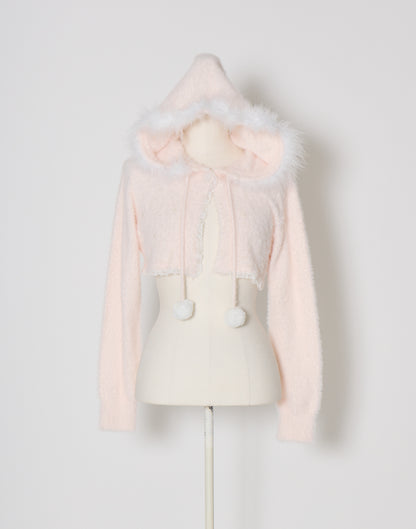 mellfy memory Fluffy pom-pom Angel hoodie cardigan