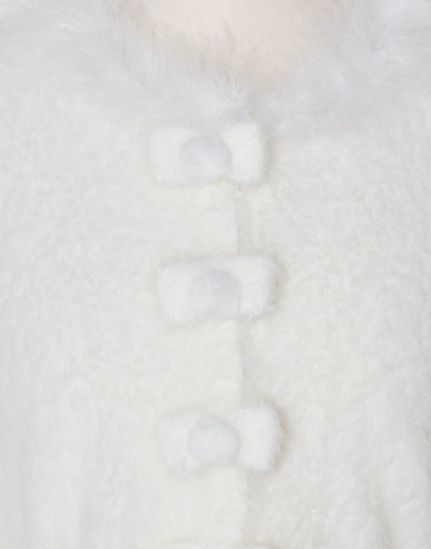 mellfy memory Fluffy pom-pom ribbon knit cardigan
