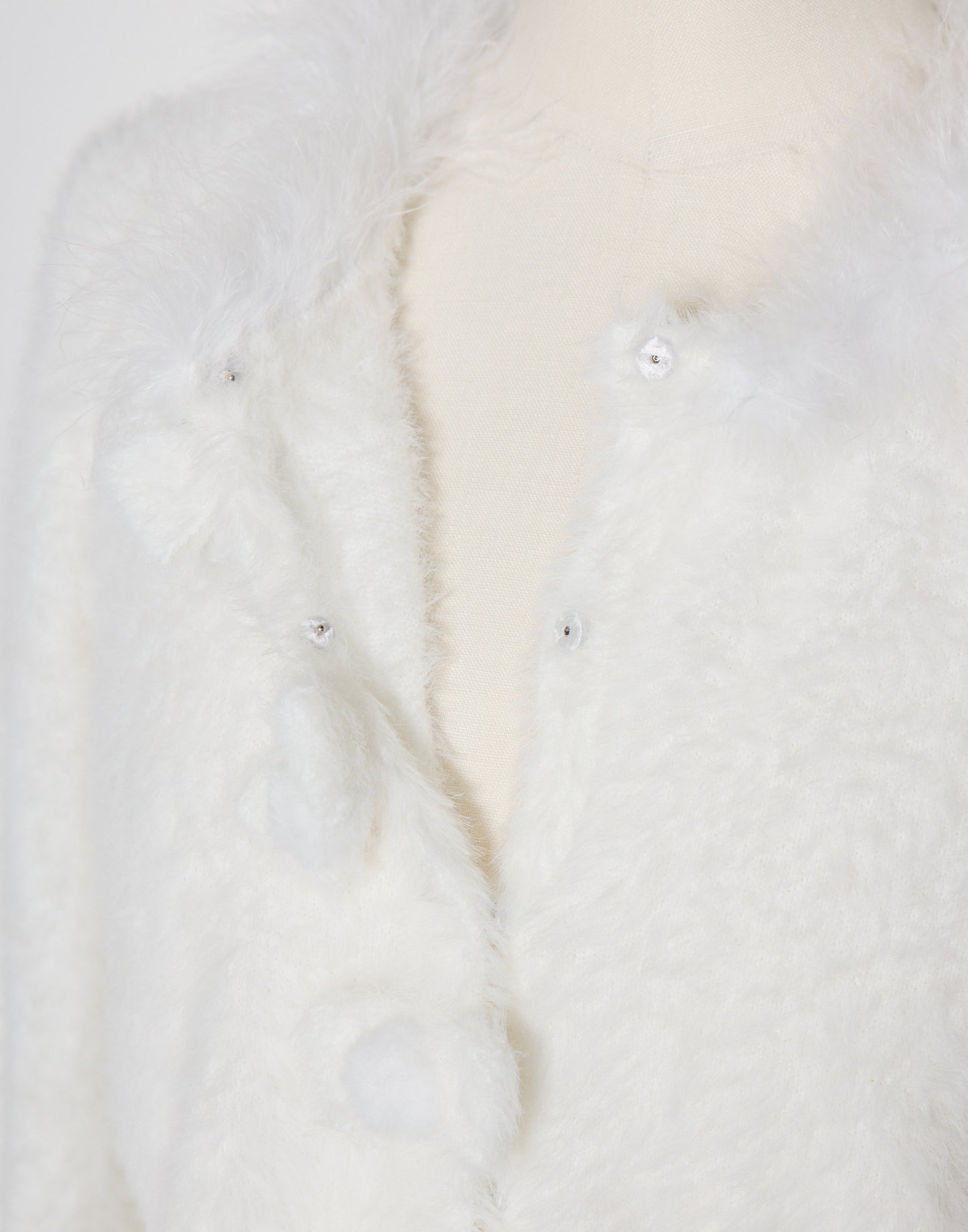 mellfy memory Fluffy pom-pom ribbon knit cardigan