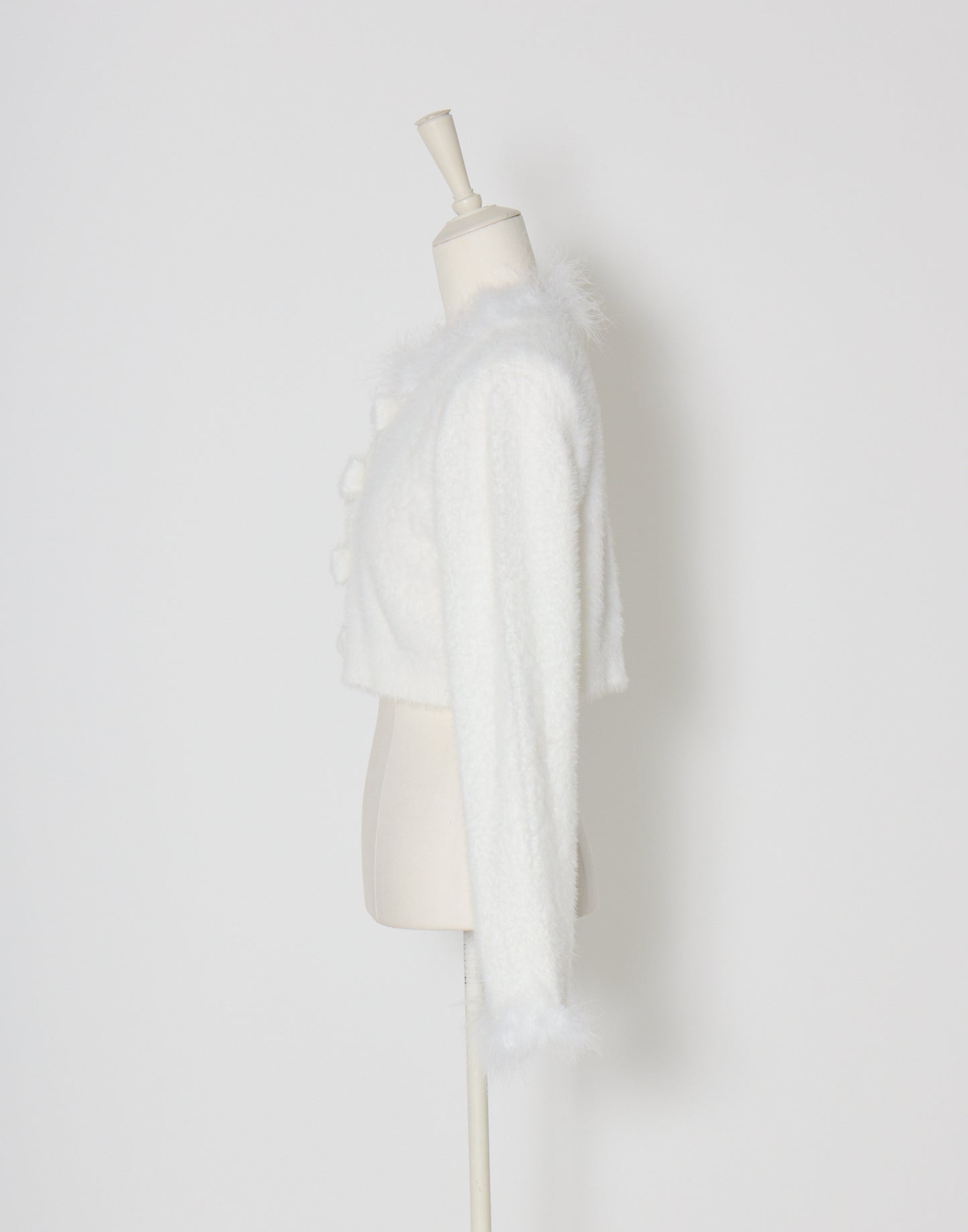 mellfy memory Fluffy pom-pom ribbon knit cardigan