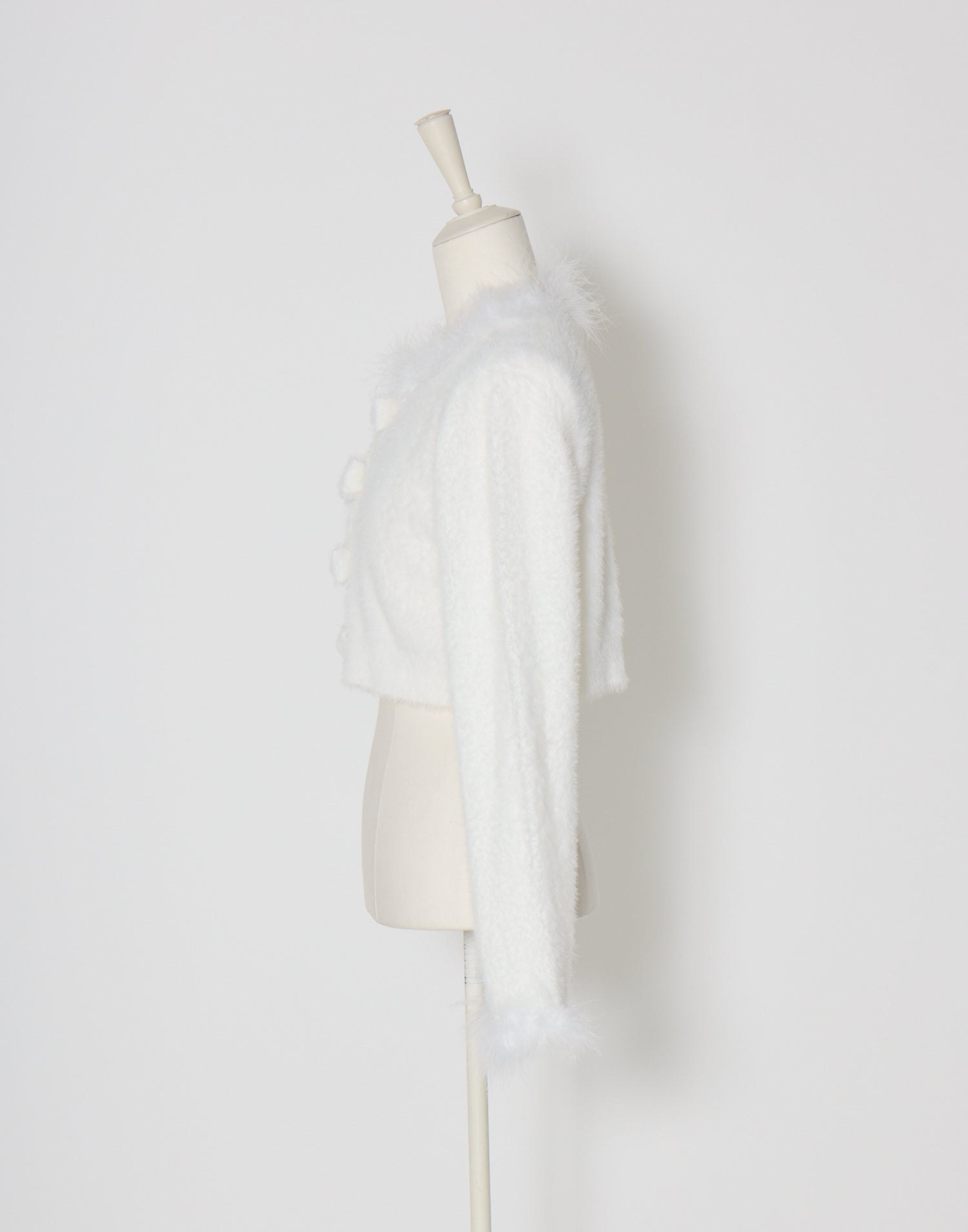 mellfy memory Fluffy pom-pom ribbon knit cardigan