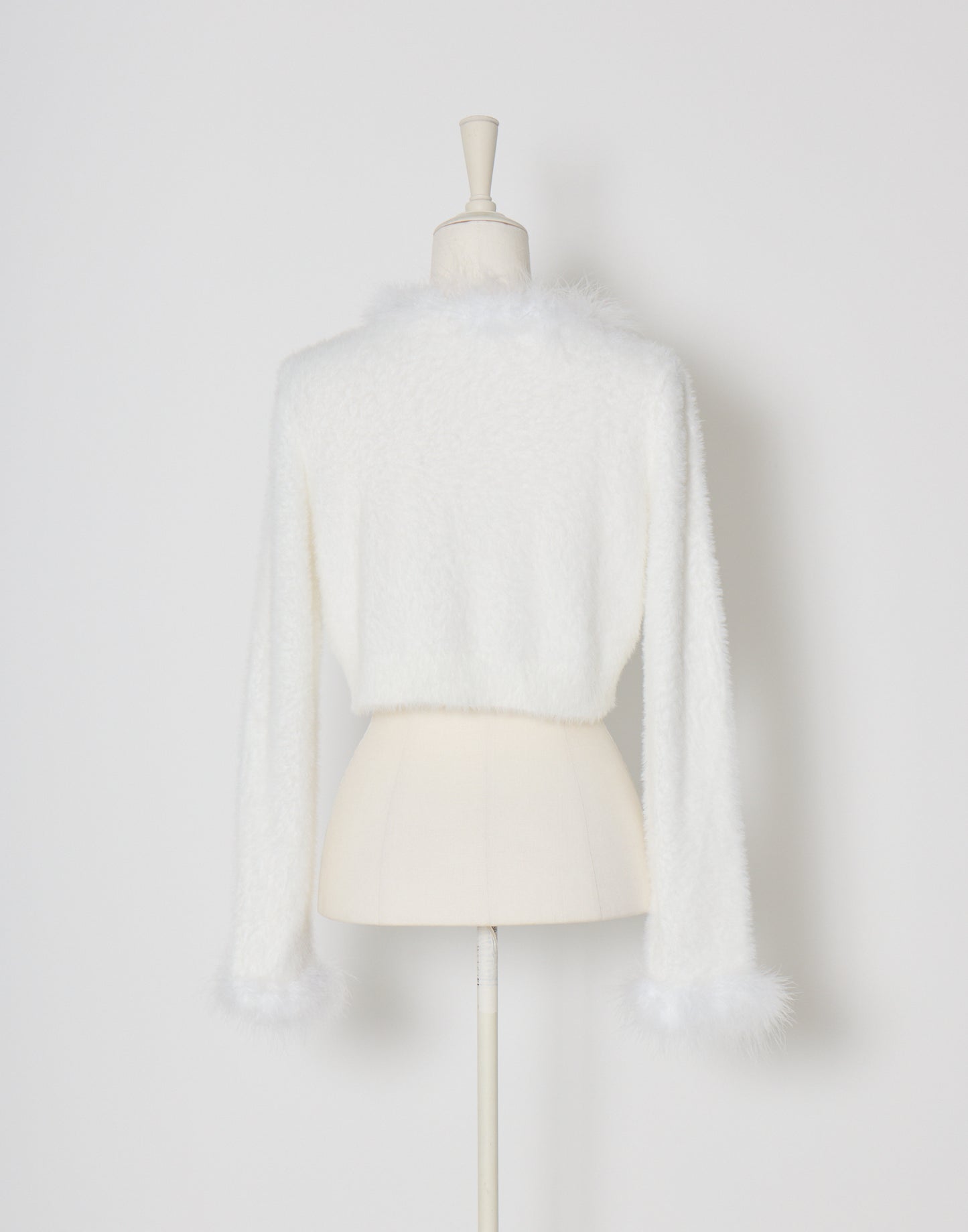mellfy memory Fluffy pom-pom ribbon knit cardigan
