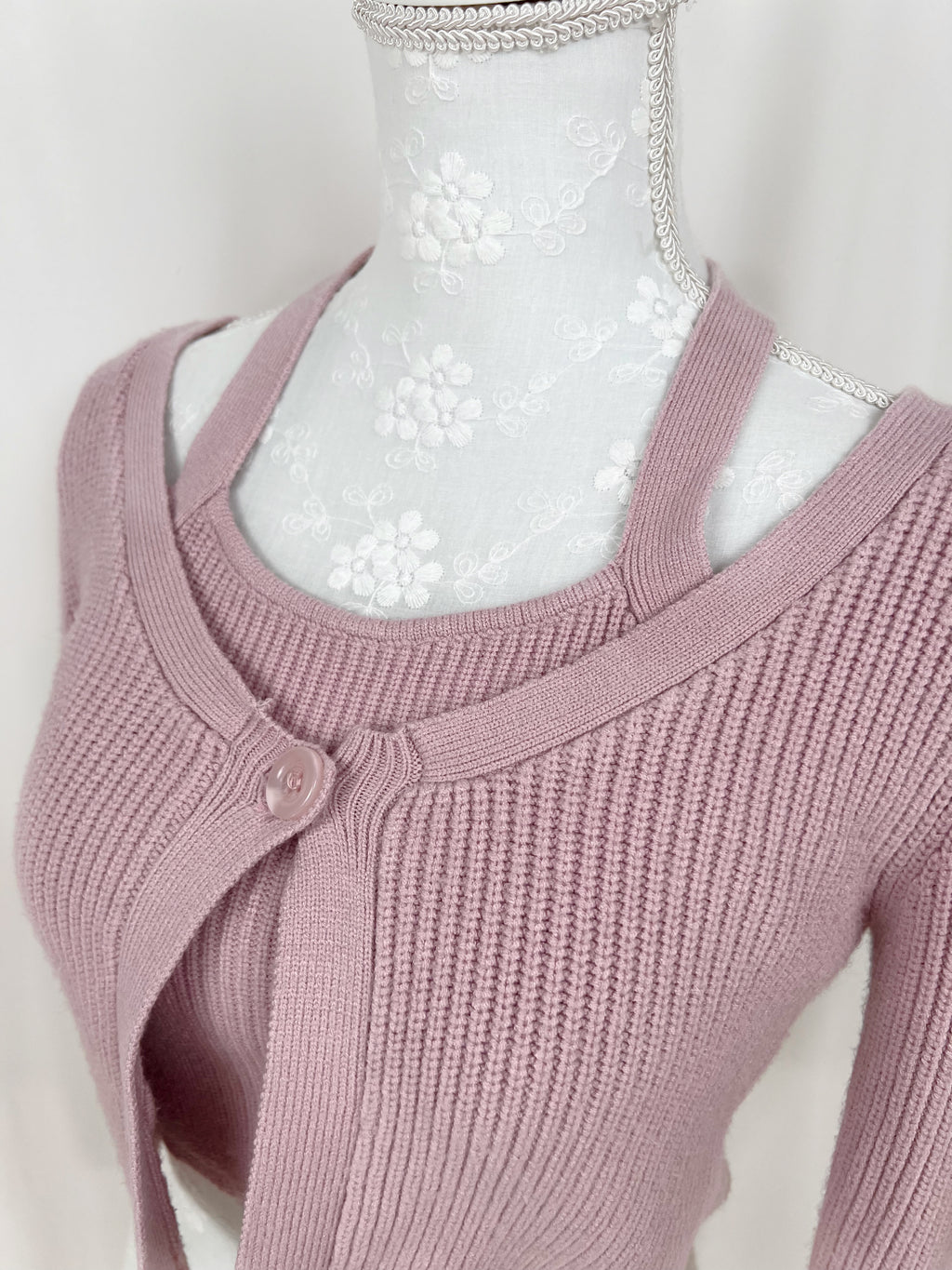 RESEXXY Halter Neck Top Attached Cardigan