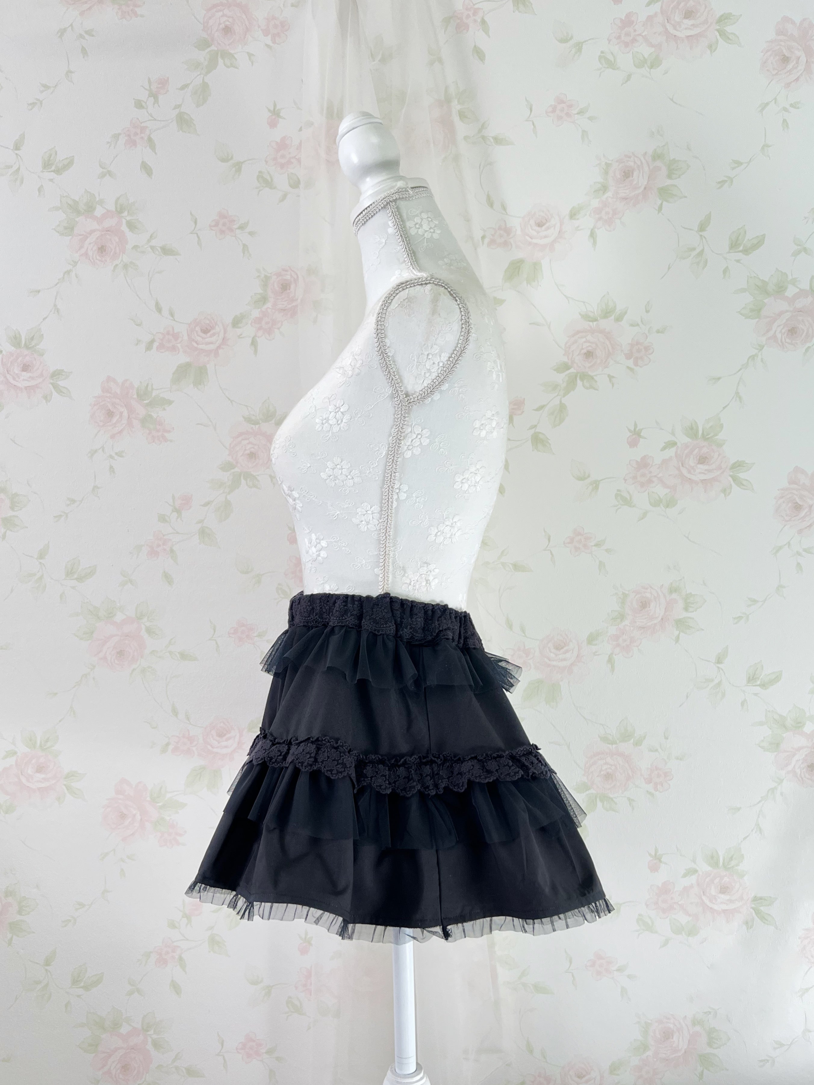 Tulle Lace Shoujo Skirt (Black)