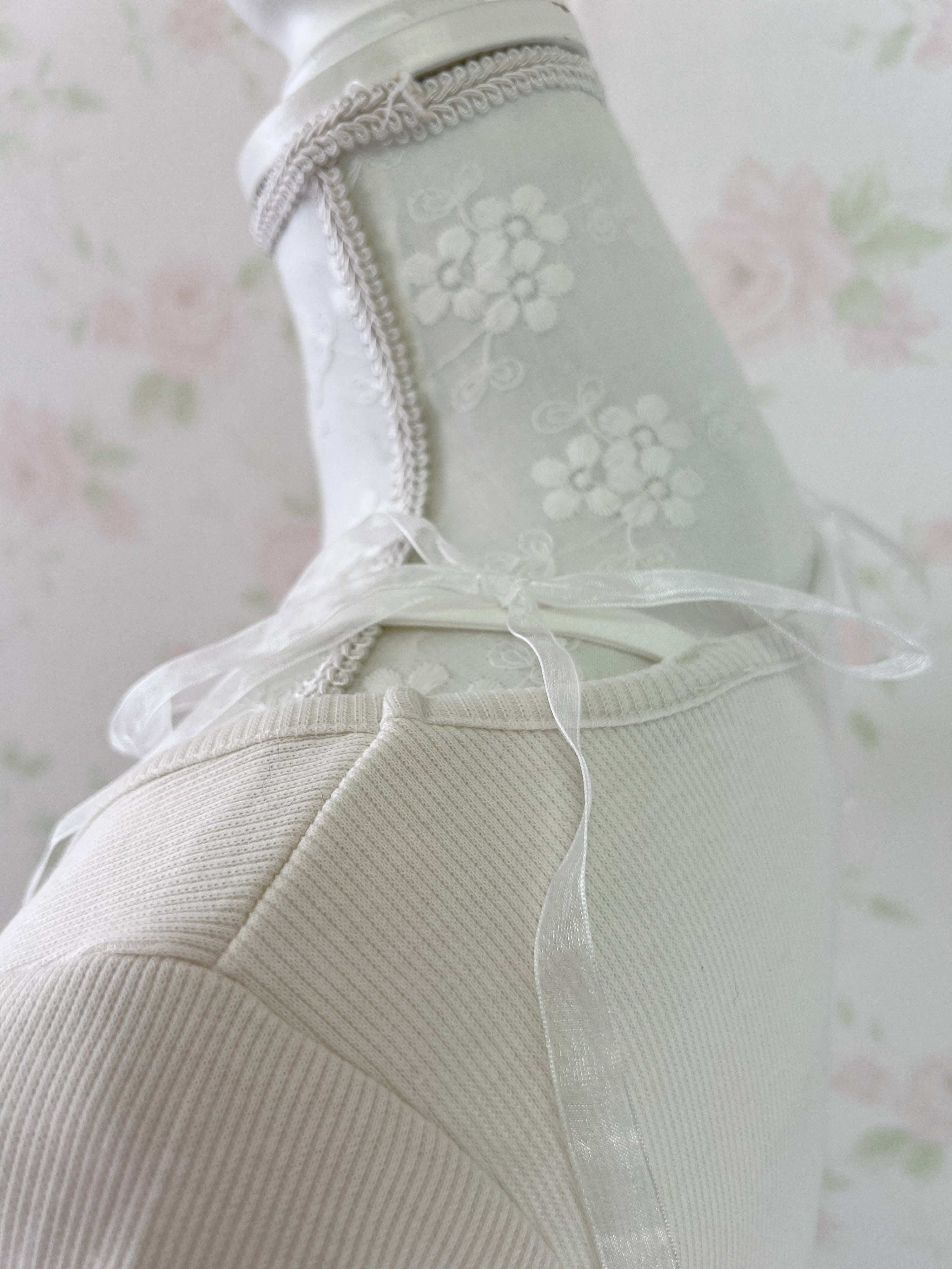 Milk Maid Organdy Bow Top (Beige)