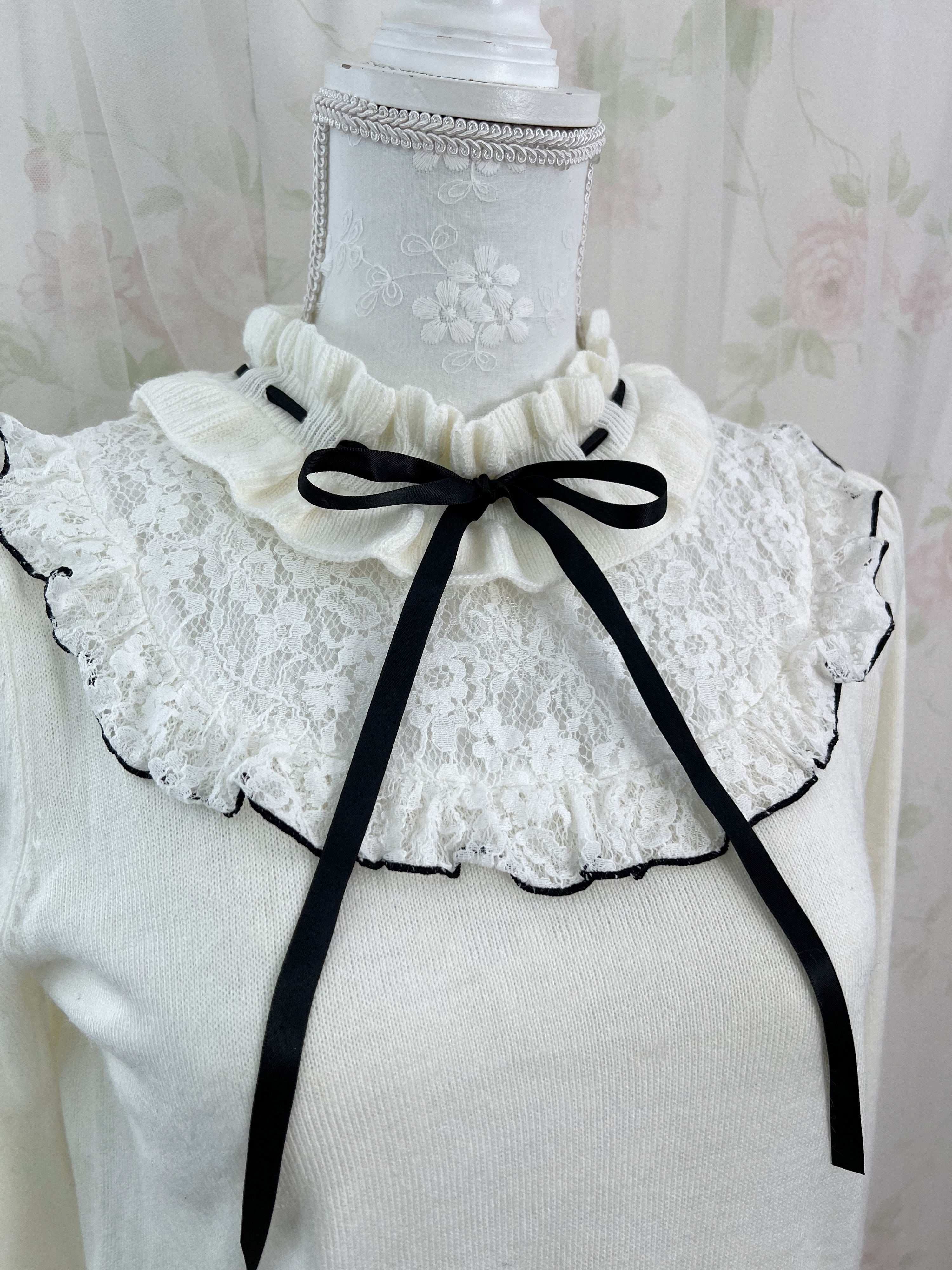 Secret Honey Lace Front Dolly Knit Top (Ivory)