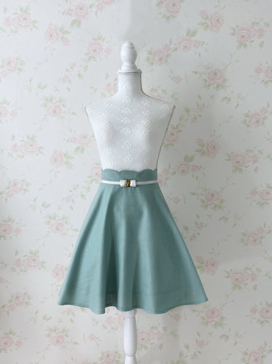 PATTERN Waist Buckle Flare Skirt (Green)