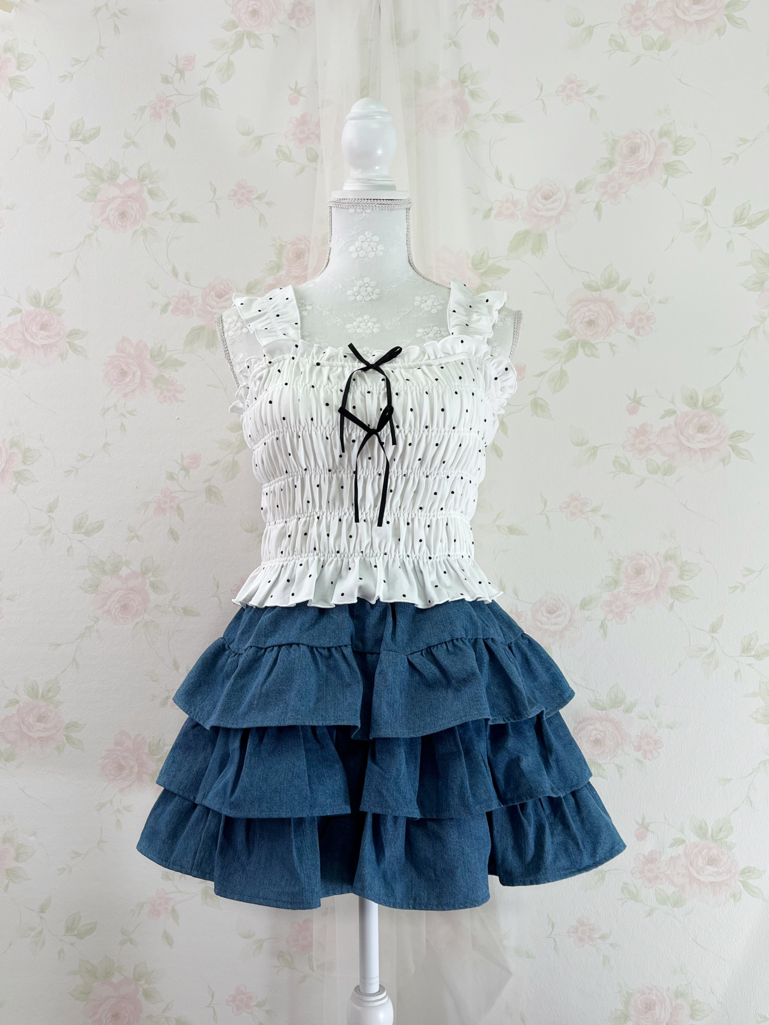 Olive des Olive Polka Dot Double Bow Top