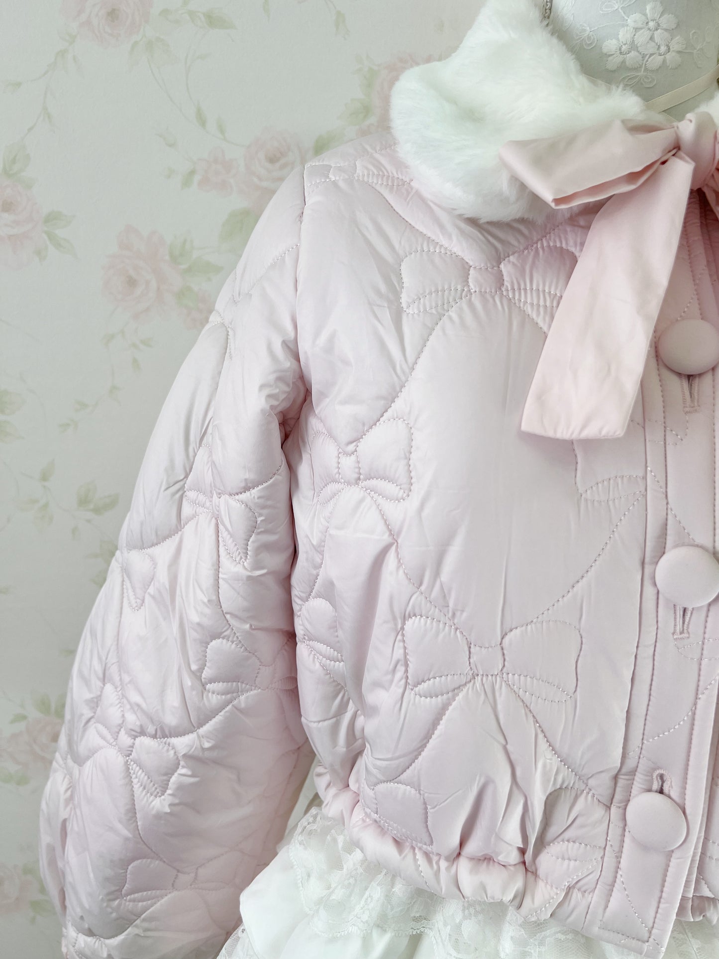 Honey Cinnamon Ribbon Quilting Jacket (Pink)