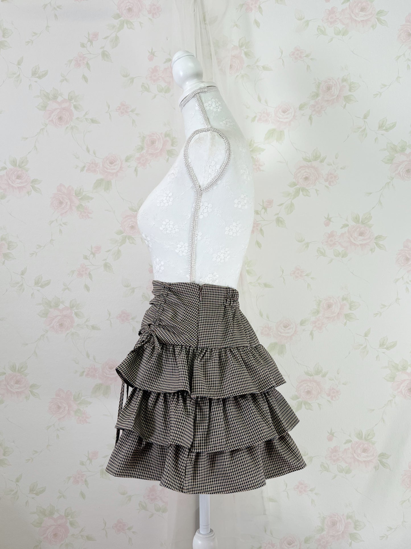 Olive des Olive Side Bow Tiered Skirt (Brown)