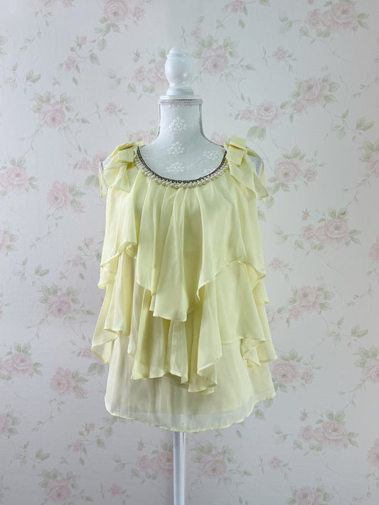 CECIL McBEE Tiered Tunic Top (Yellow)