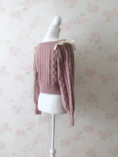 GRL Shoulder Bow Sweater (Pink)