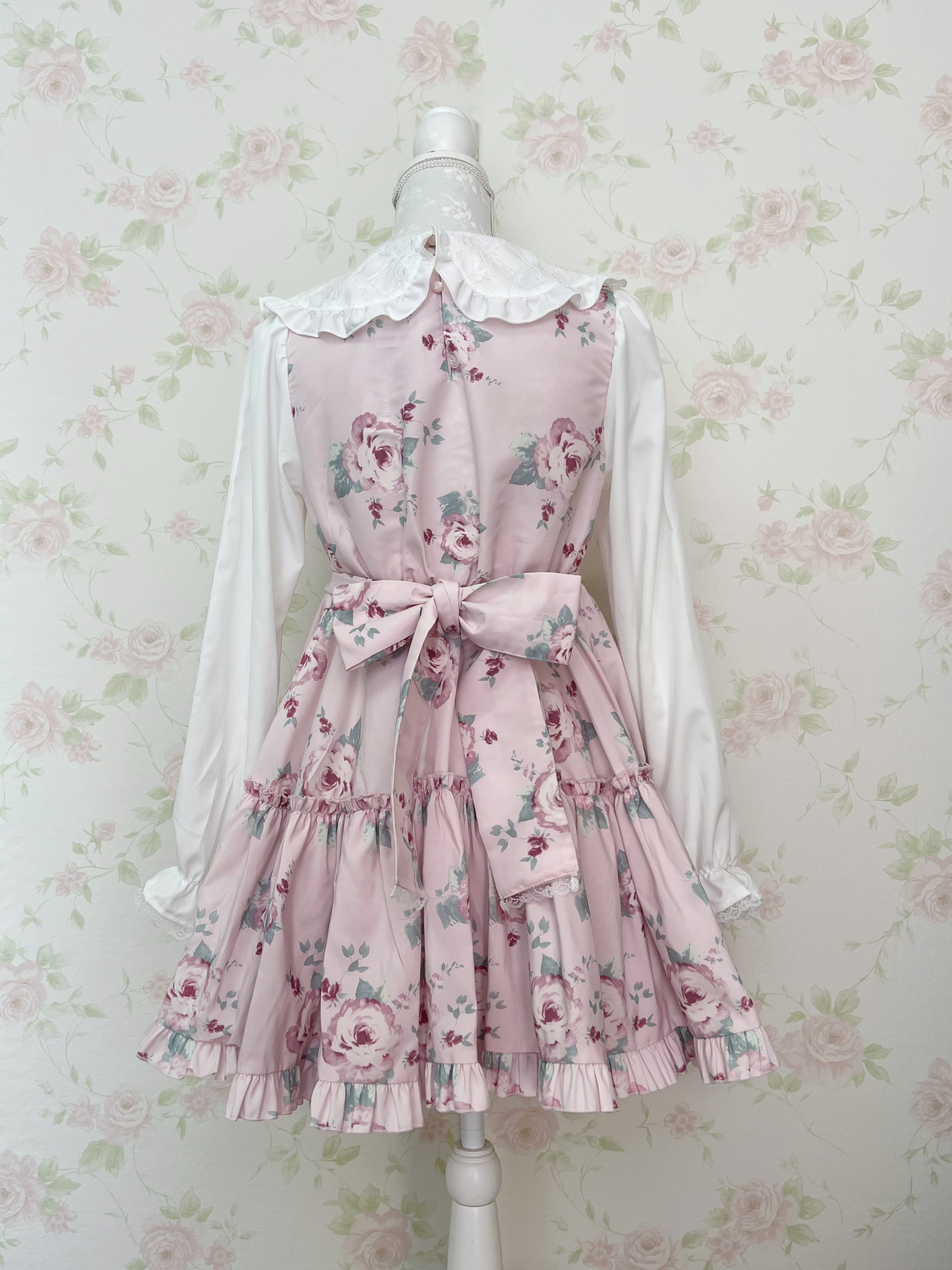 majoretty Floral Lace Collar Dress (Pink)