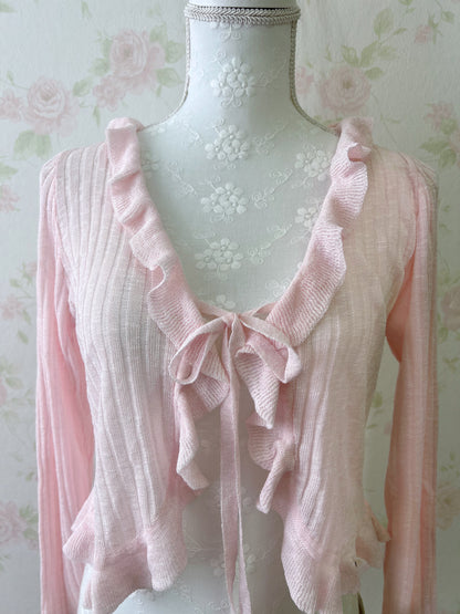 GRL Shoujo Frilled Hem Cardigan (Pink)