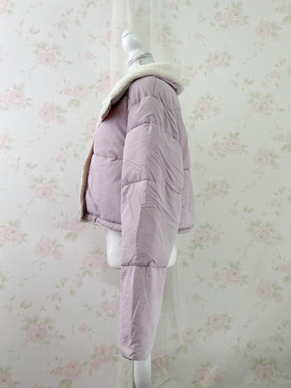 GRL Reversible Boa Puffer Jacket (Pink)