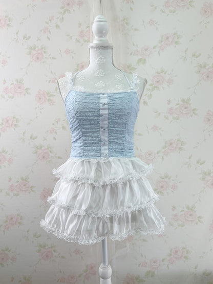 GRL Lacy Halter Neck Camisole (Blue)
