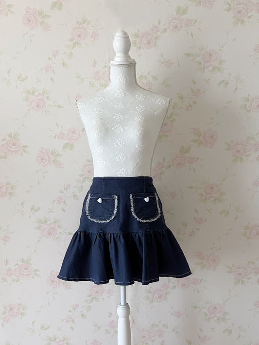 by LOVEiT Heart Button Denim Skirt