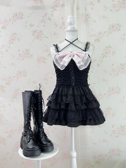 GRL Lacy Halter Neck Camisole (Black)