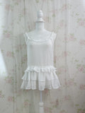 Chiffon Layered Hem Camisole (White)