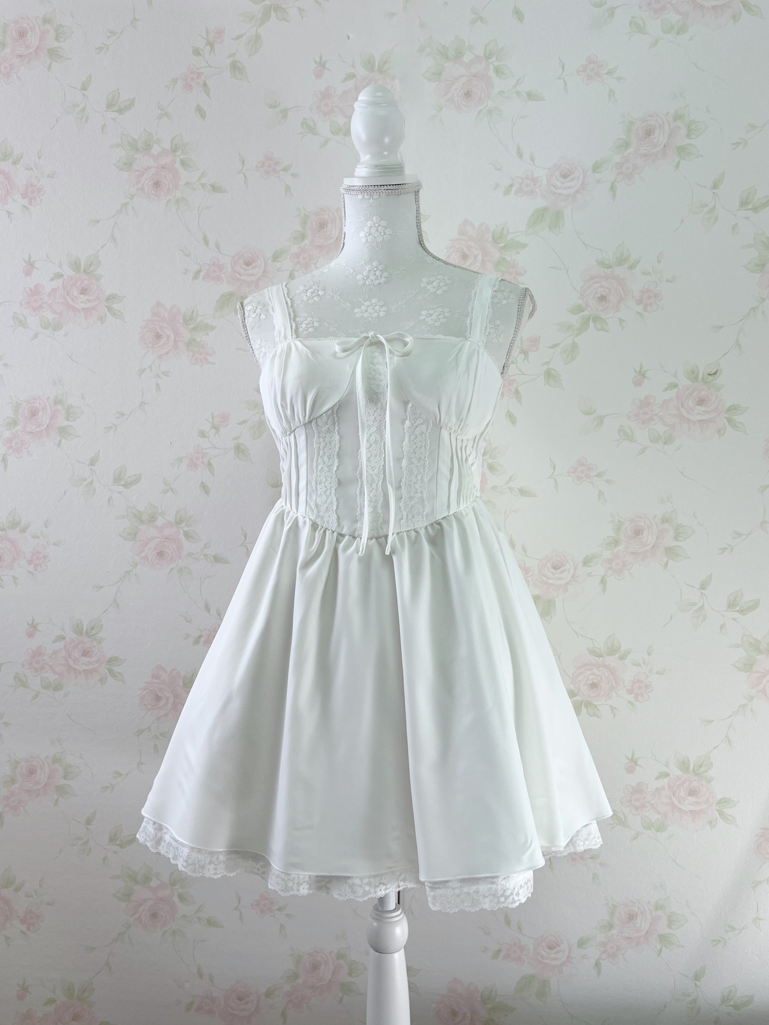 Corset Style A Line Dress (White)