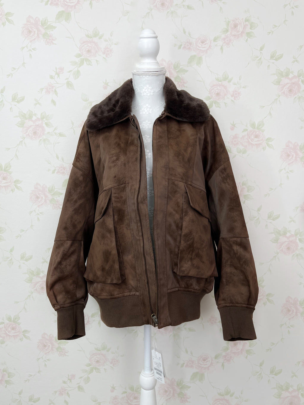 FREAK'S  STORE Boyfriend’s Synthetic Leather Jacket (Brown)